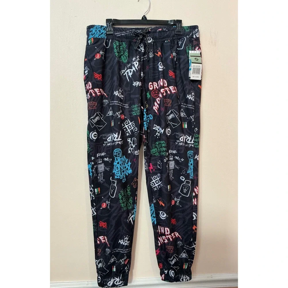 FRESH PRINCE OF BELAIR GRND‎ MONSTER Black Graffiti Jogger Drawstring XLARGE